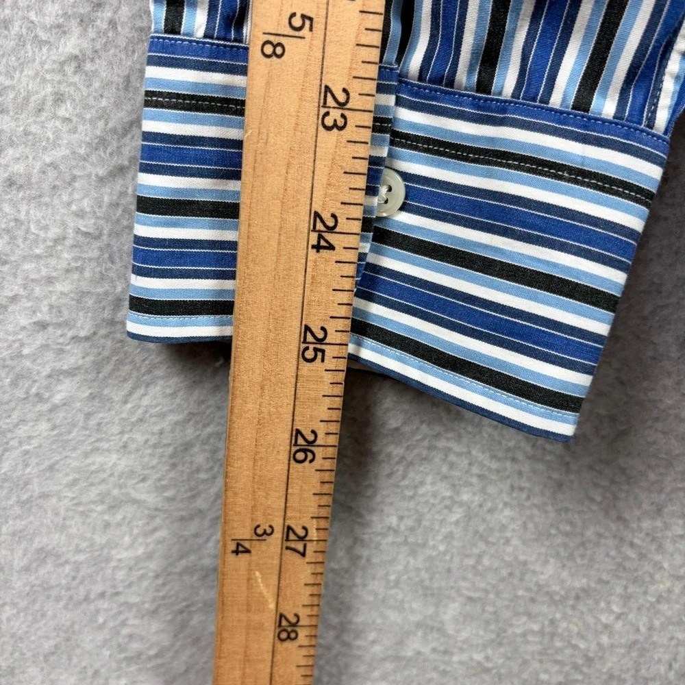Polo Ralph Lauren Shirt Mens 16.5 34 35 Blue Striped Curham Button Up Poplin
